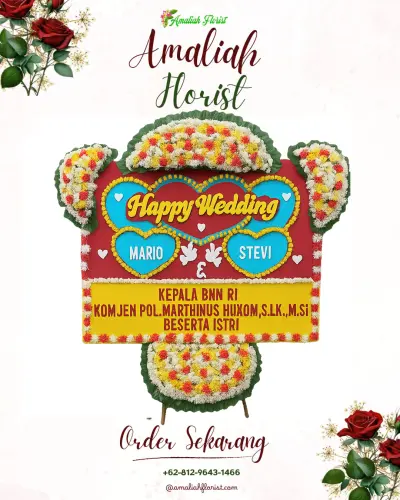 Karangan Papan Bunga Pernikahan di Cihamerang
